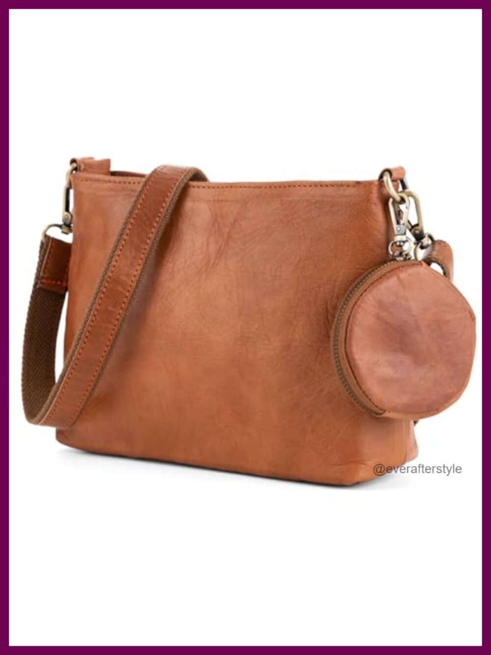 Full Grain Leather Crossbody Bag Vintage Hobo Purse with Pouch